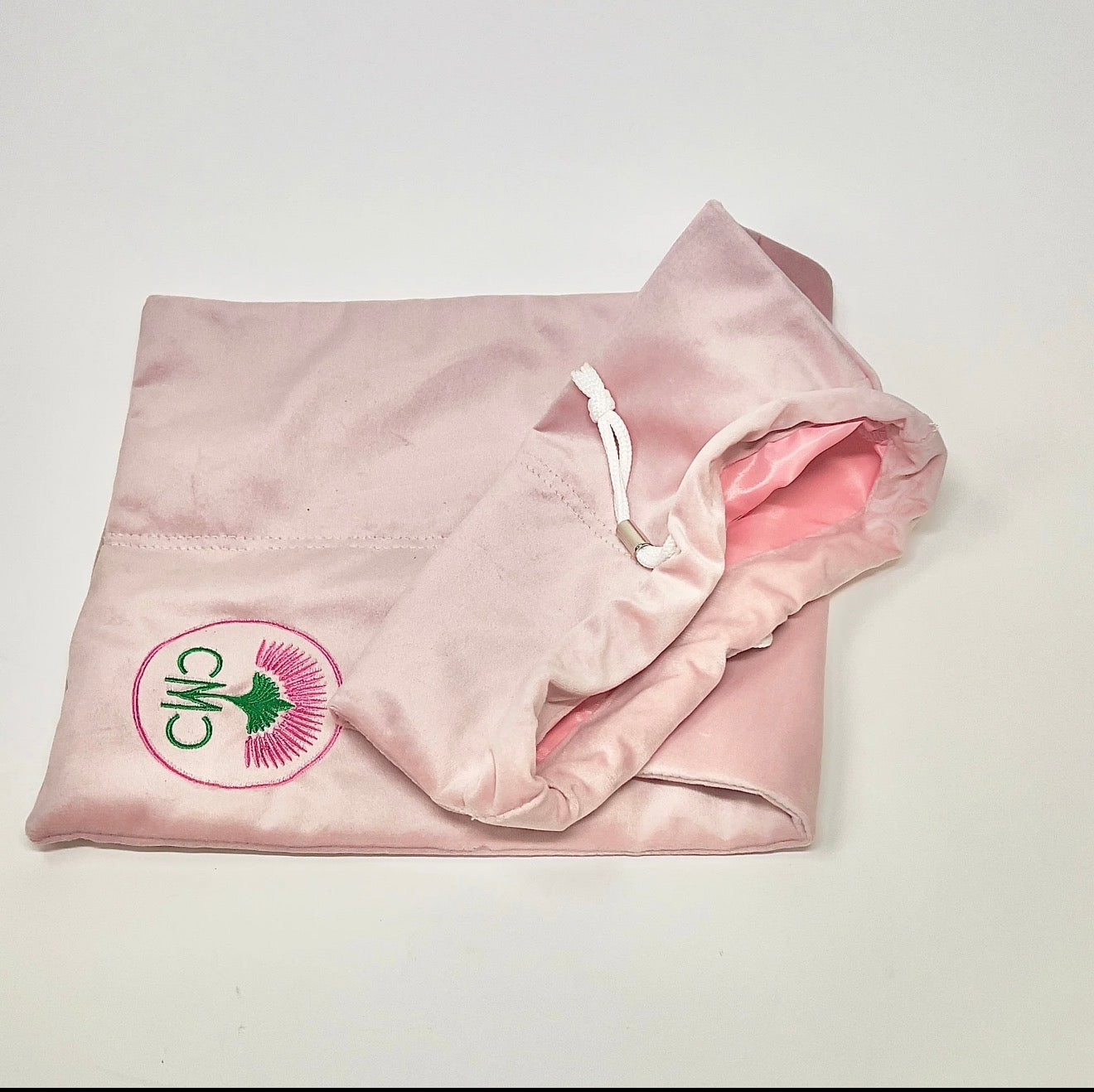 Mahjong Rack Bag- Light Pink Velvet Drawstring w/ 4 Compartments