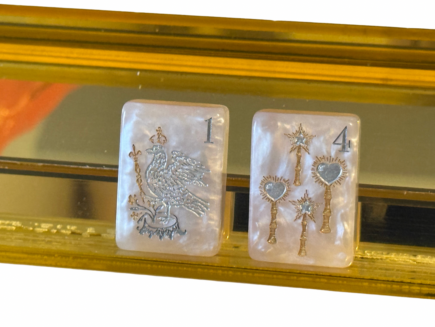 Club Mah Jenn D'or Pink Mother of Pearl Mah Jong Set - Silver & Gold PRE-ORDER ONLY
