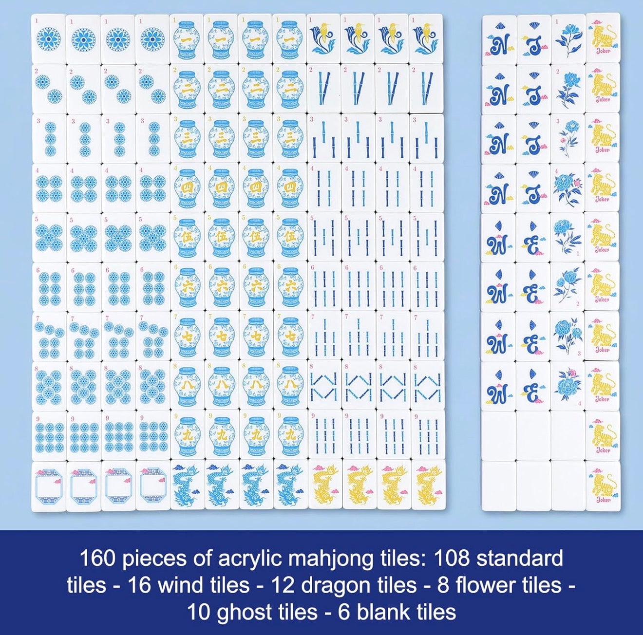 Motown periwinkle Chinoiserie Tile Set