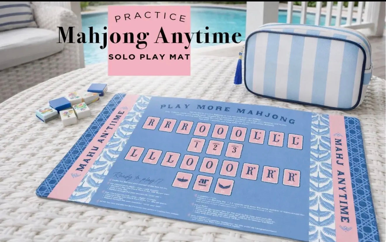 Mahjong practice Mat, strategy, Charleston training Blue Palm￼ ￼