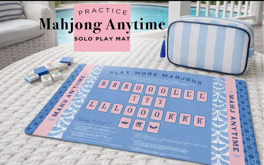 Mahjong practice Mat, strategy, Charleston training Blue Palm￼ ￼