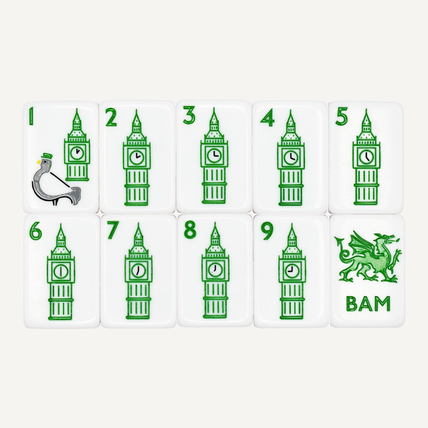 London-inspired mahjong tile set