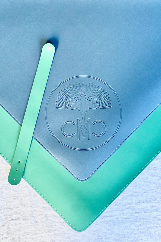 Reversible Vegan Leather Game Mat SEAFOAM GREEN & DUSTY BLUE