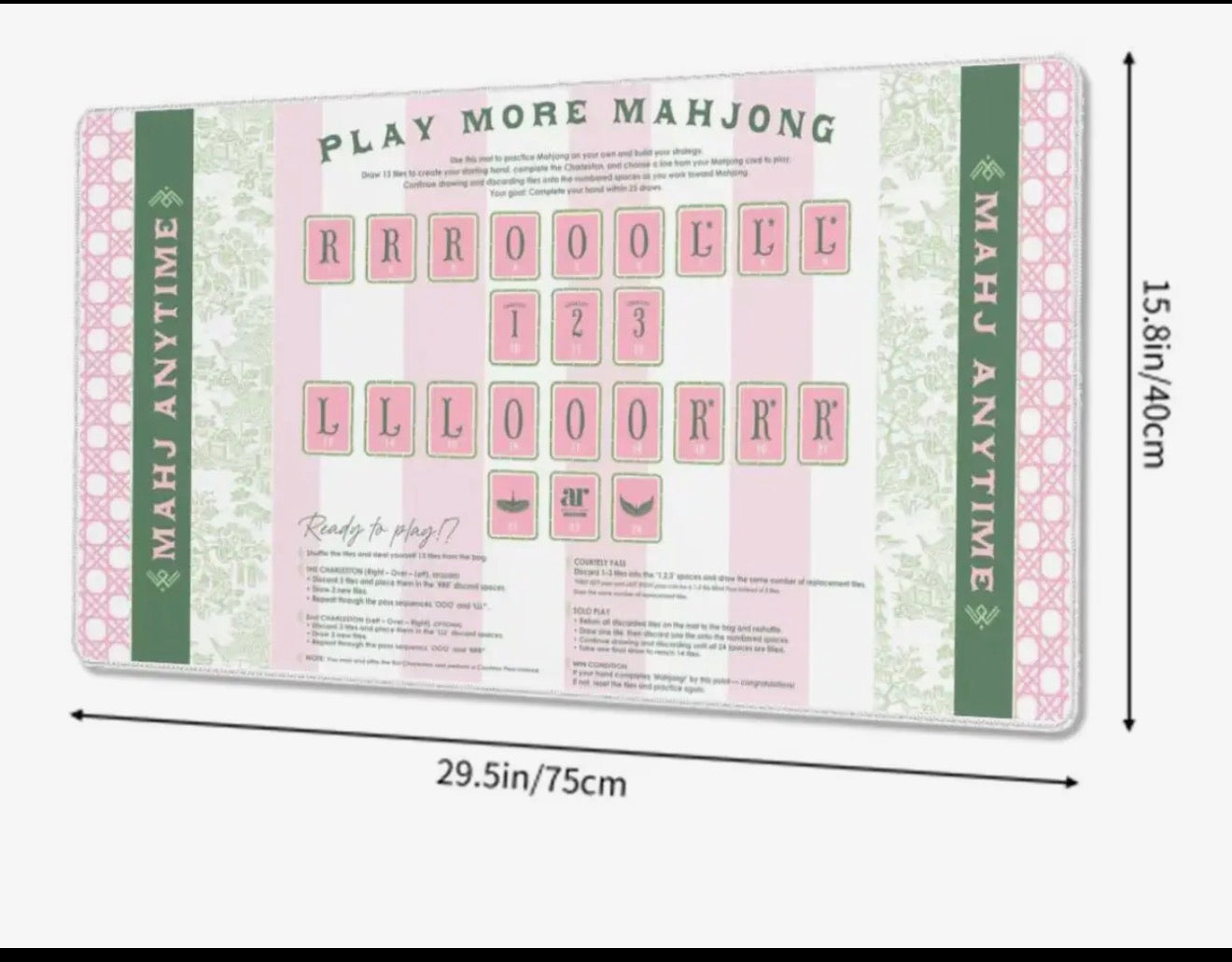 Mahjong practice Mat, strategy, Charleston training Blue Palm￼ ￼