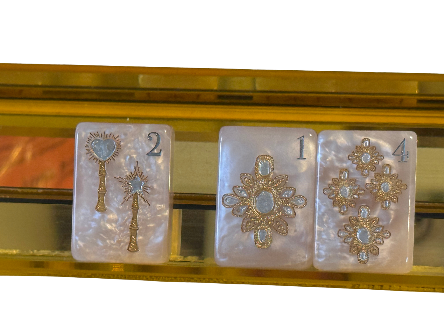 Club Mah Jenn D'or Pink Mother of Pearl Mah Jong Set - Silver & Gold PRE-ORDER ONLY
