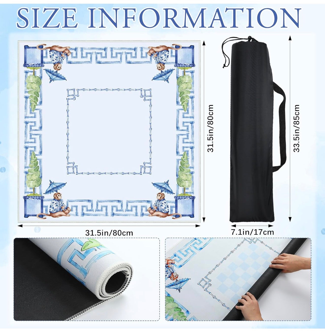 Blue Chinoiserie Mahjong Mat