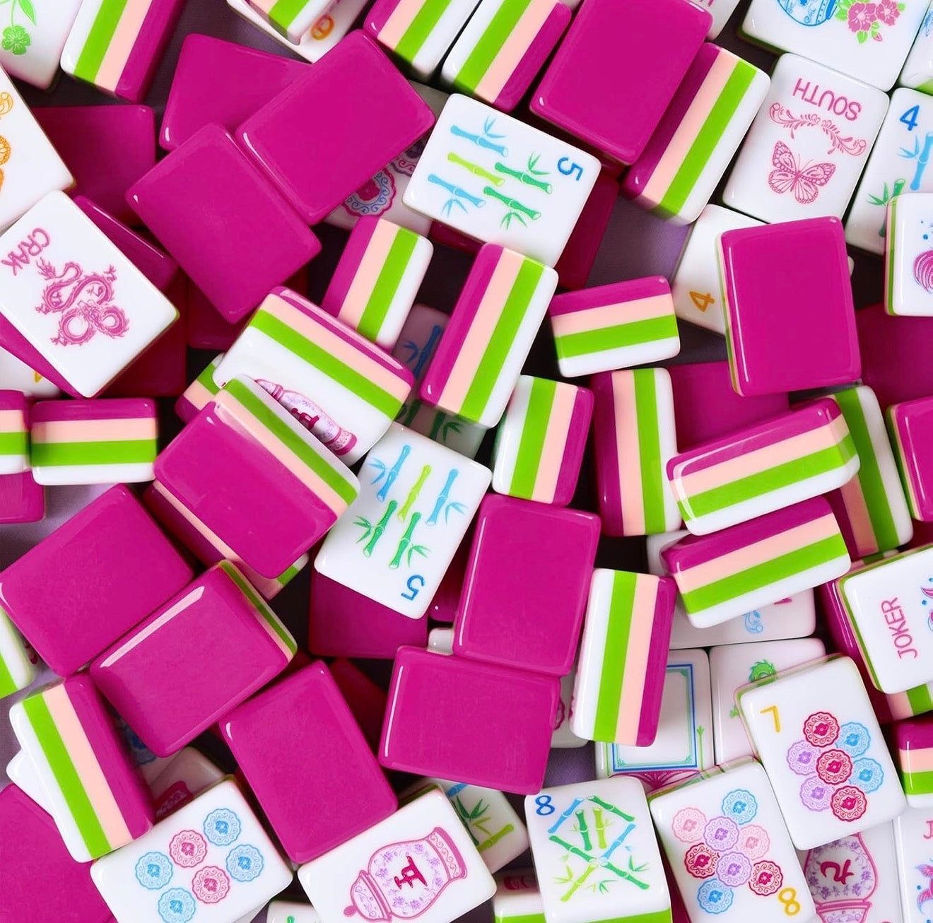 Chinoiserie Mahjong Tile Set (4 layers) Magenta
