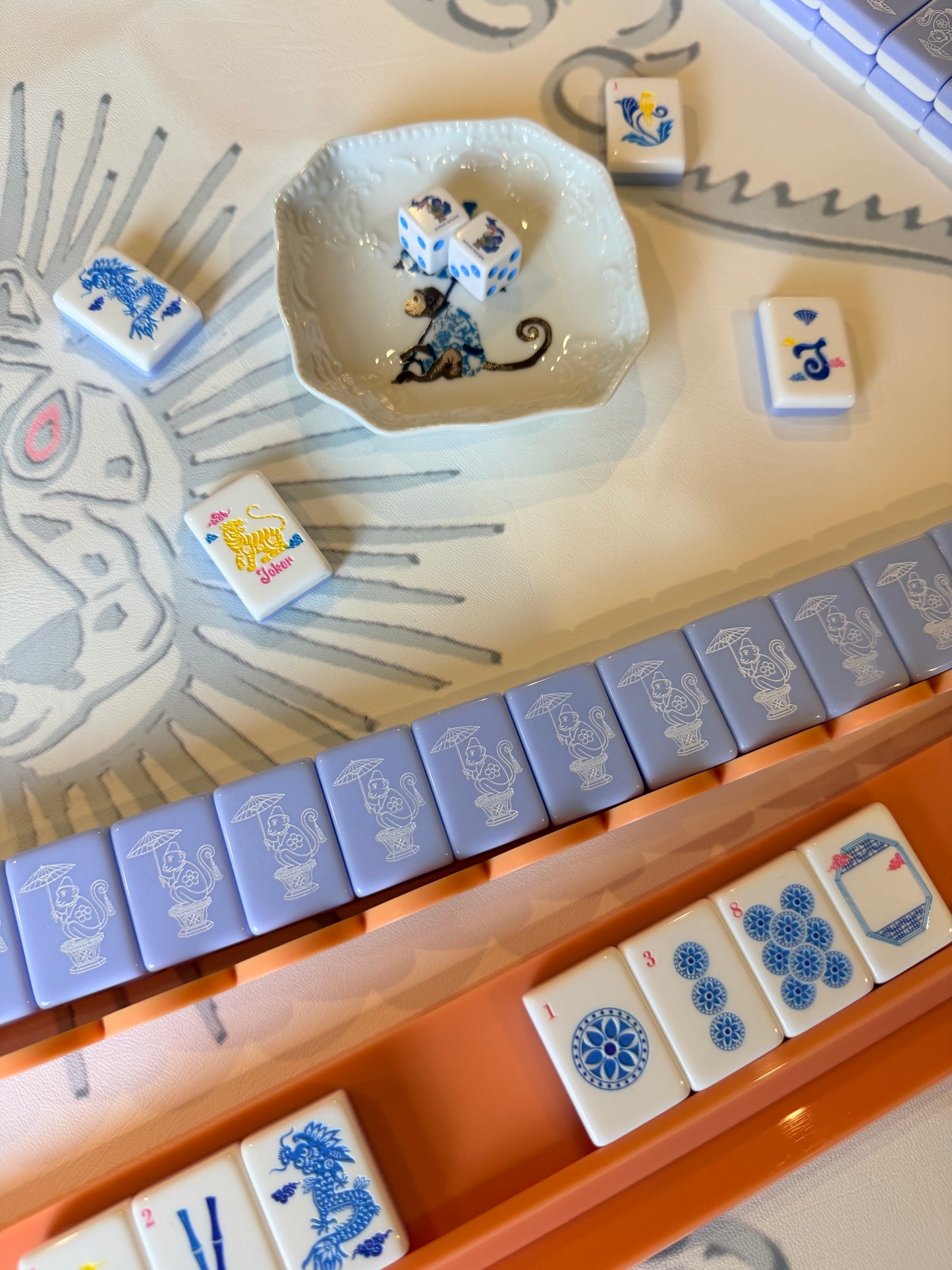 Motown periwinkle Chinoiserie Tile Set
