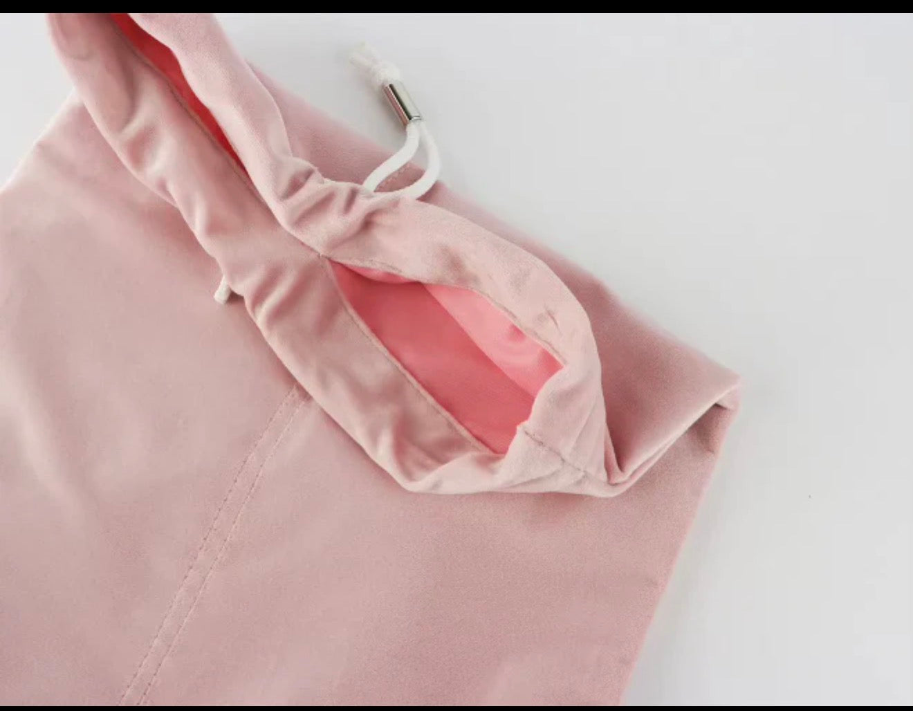 Mahjong Rack Bag- Light Pink Velvet Drawstring w/ 4 Compartments