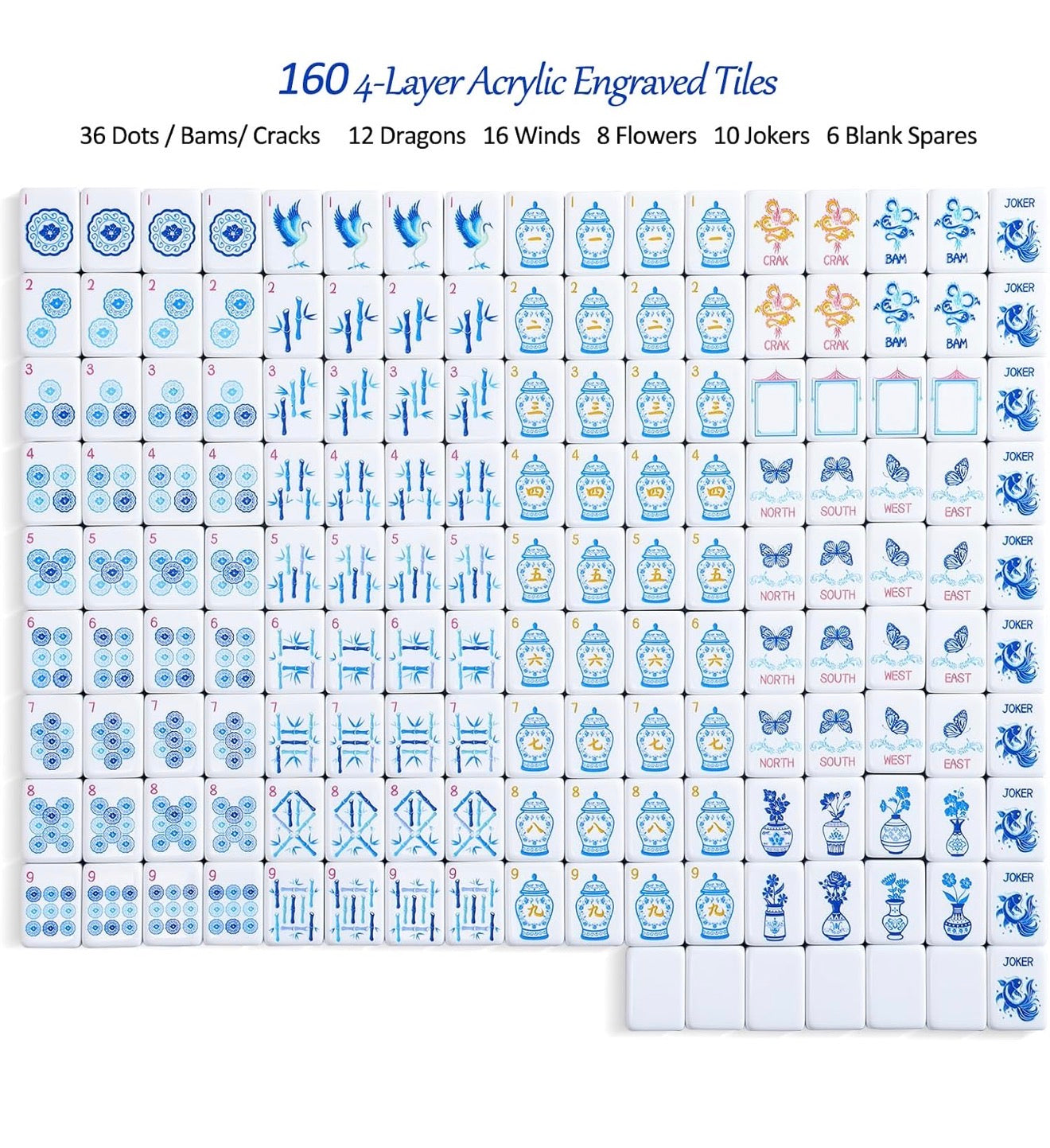 Chinoiserie Mahjong Tile set (4 layers)