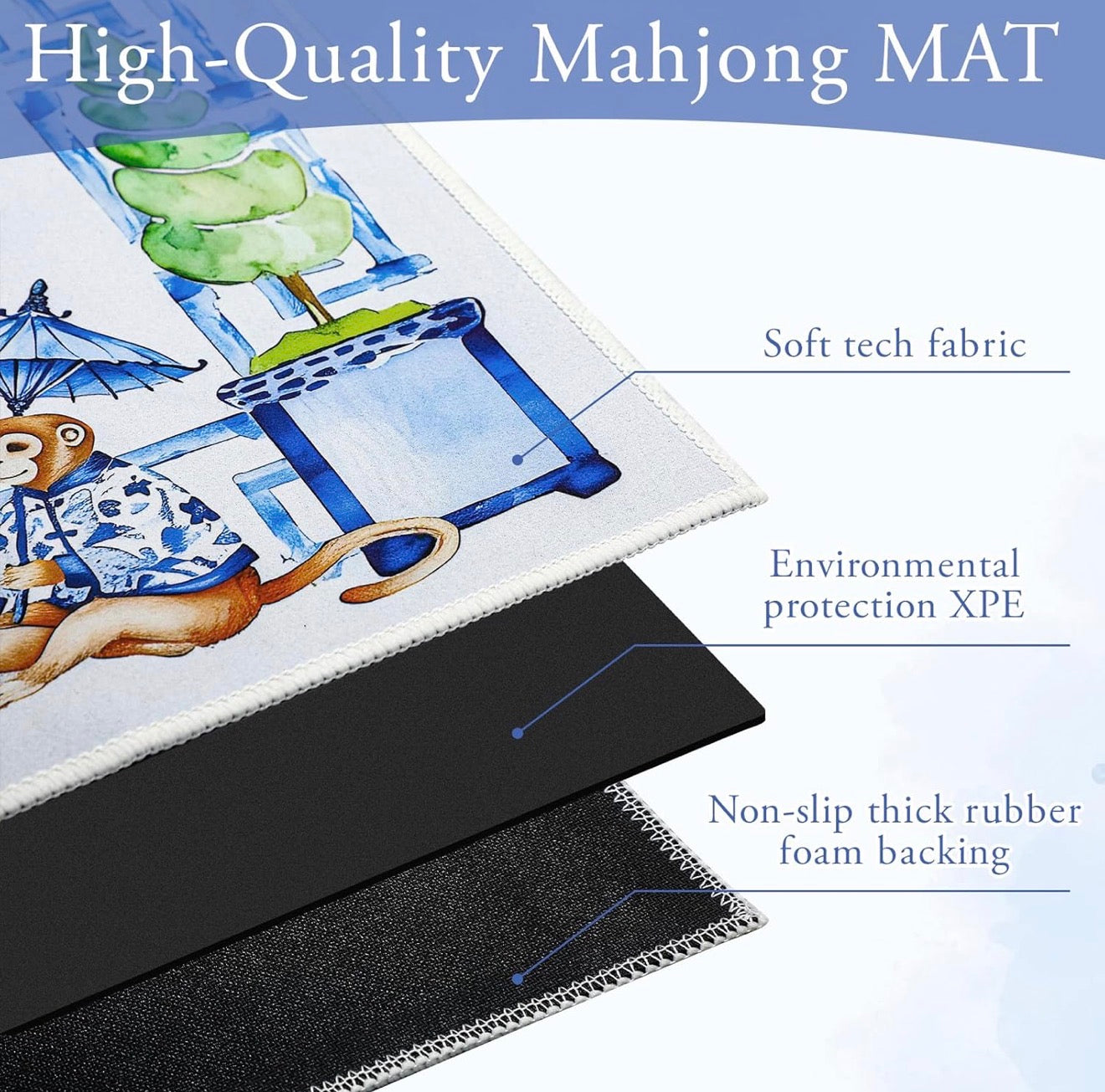 Blue Chinoiserie Mahjong Mat