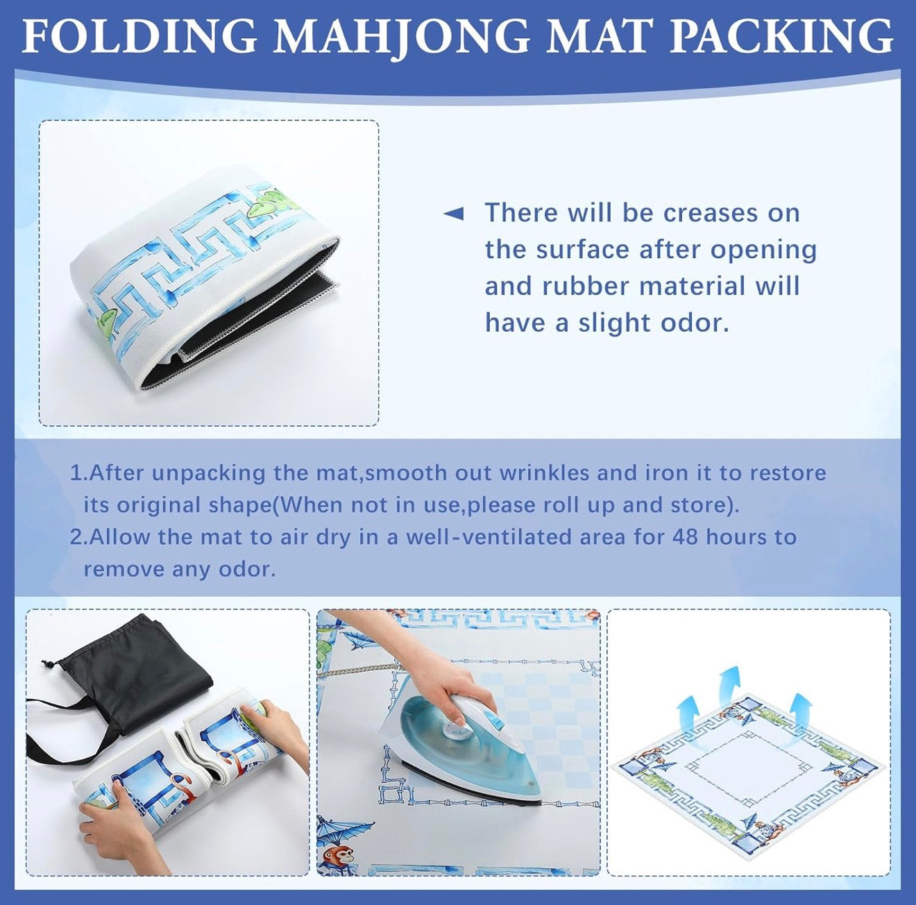 Blue Chinoiserie Mahjong Mat