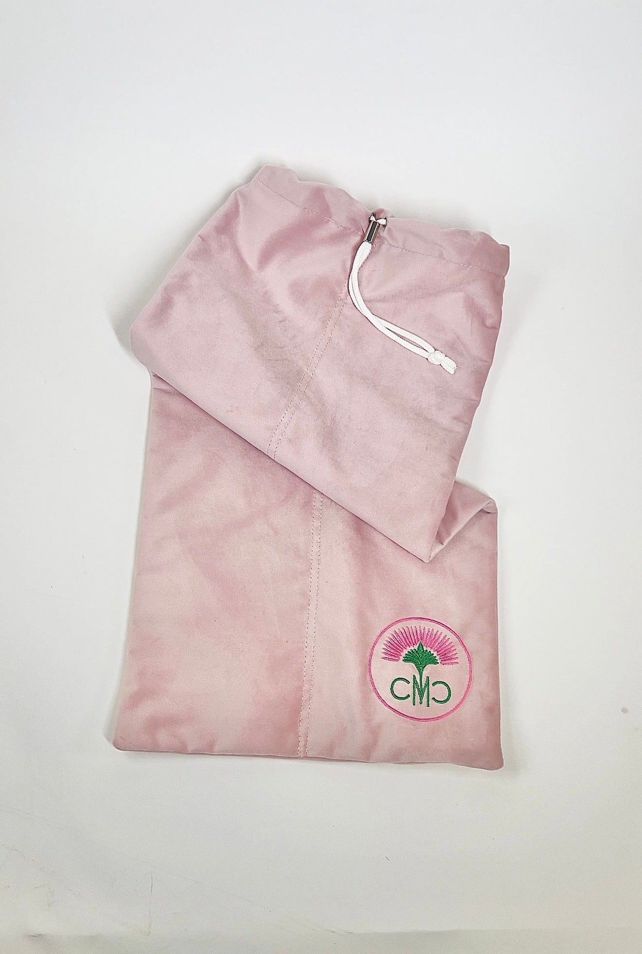 Mahjong Rack Bag- Light Pink Velvet Drawstring w/ 4 Compartments