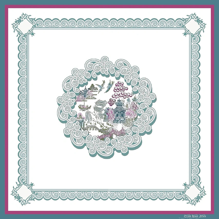 Club Mah Jenn D'or Far East Leatherette Mat - Pearl White 33"X33"