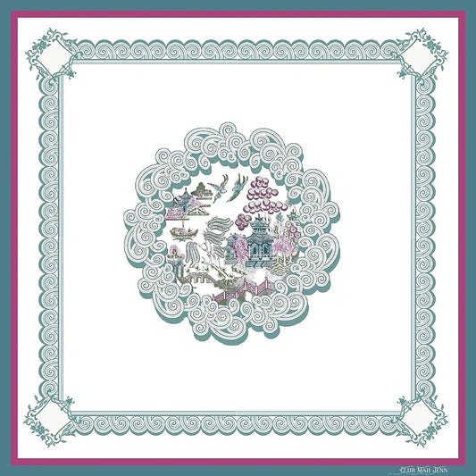 Club Mah Jenn D'or Far East Leatherette Mat - Pearl White 33"X33"