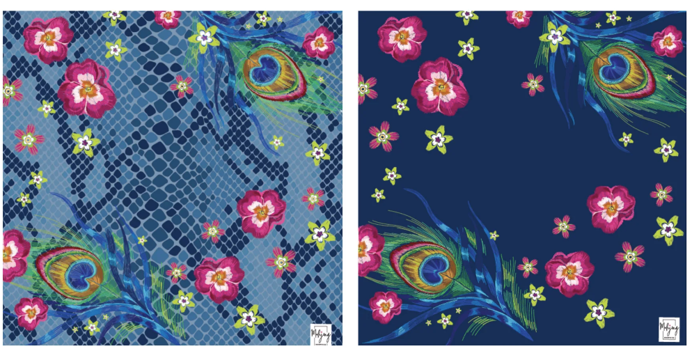 DOUBLE-SIDED MAT | Double the Fun/Darjeeling Peacock Mat