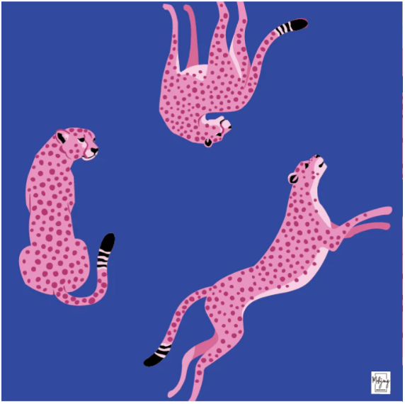 FLIRTY LEOPARDS MAT - COBALT BLUE