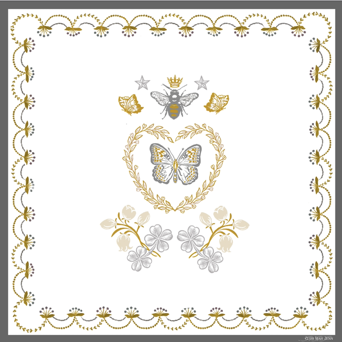 Club Mah Jenn D'or Flower Leatherette Mat - Silver & Gold
