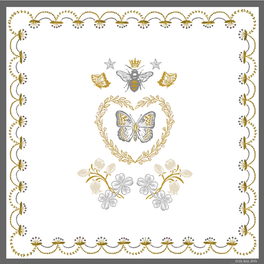 Club Mah Jenn D'or Flower Leatherette Mat - Silver & Gold
